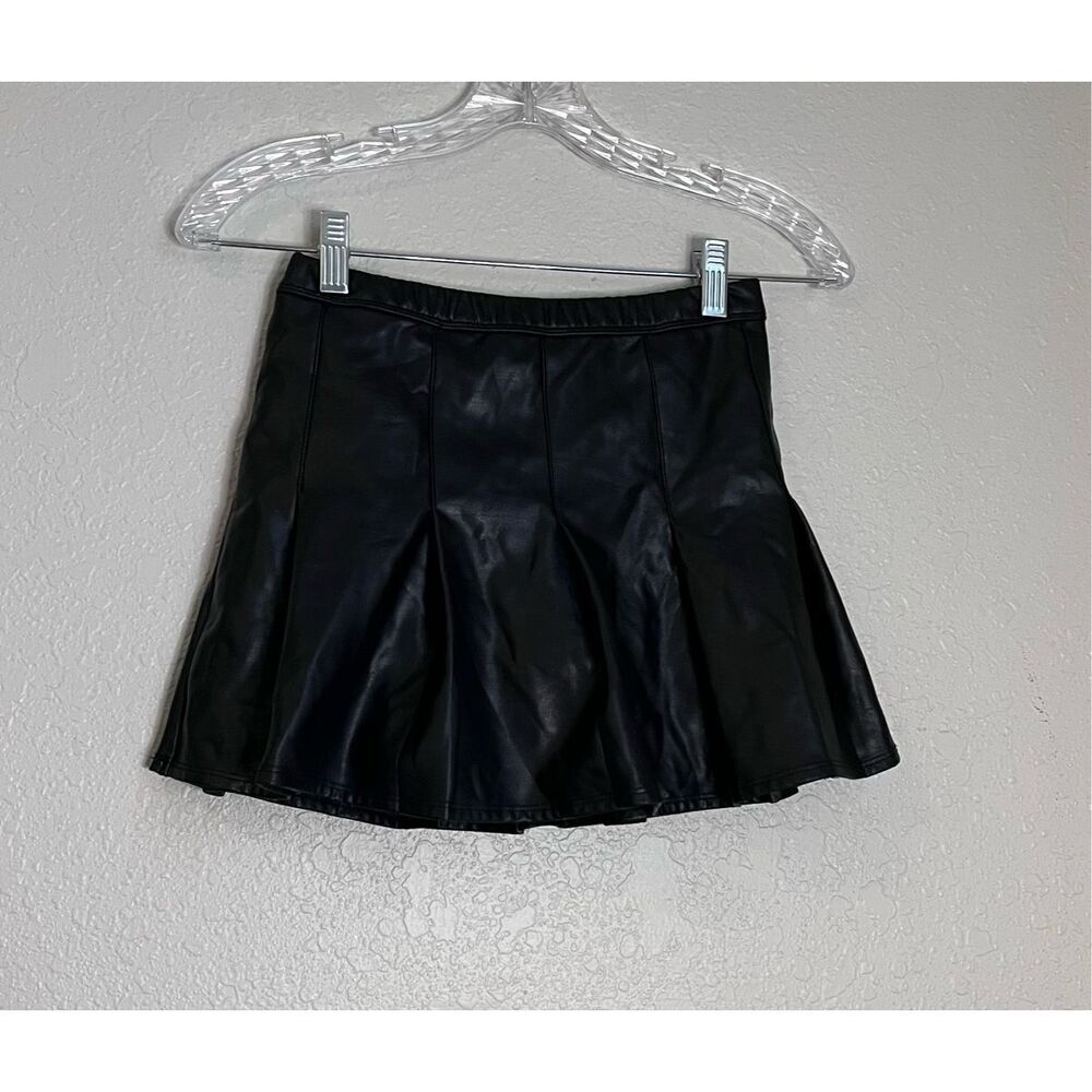 Abercrombie Kids Faux Leather Girls Pleated Mini Skort SZ 11 12 Skirt Shorts